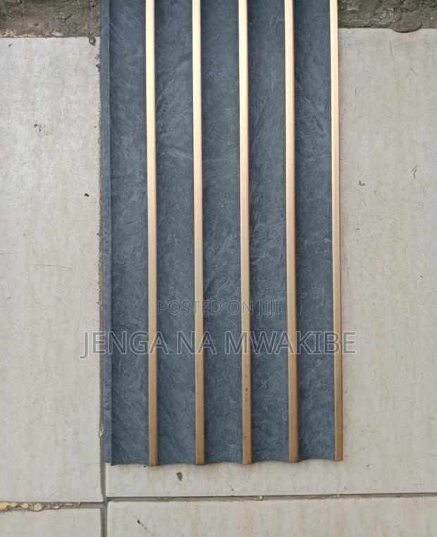Premium Grey With Gold Groves Ps Fluted Accent Wall Board - thumbnail 2