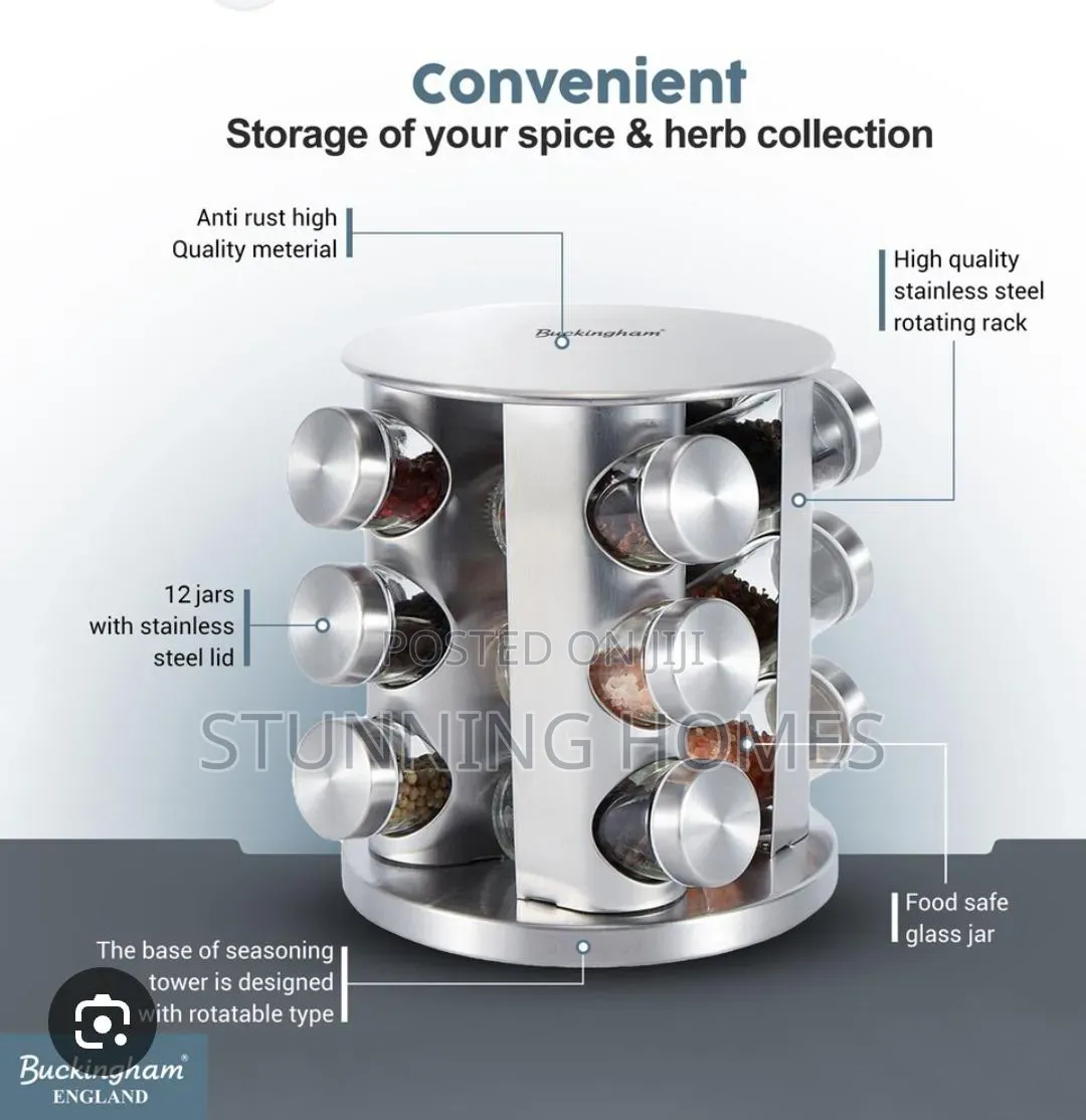 12 PCS Spice Jars With a Rotating Rack