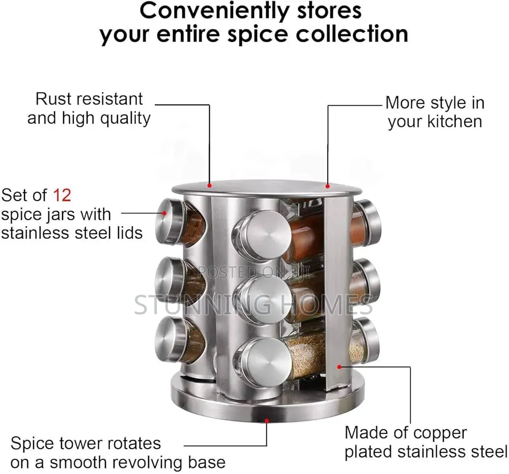 12 PCS Spice Jars With a Rotating Rack