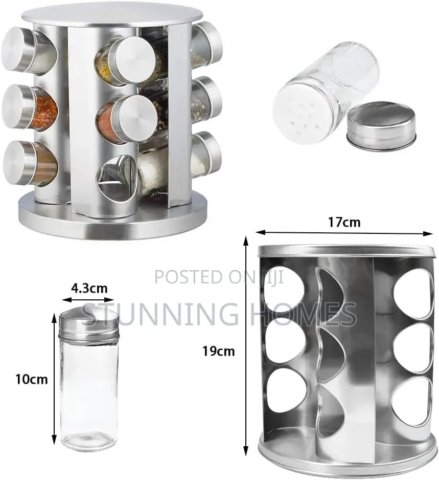 12 PCS Spice Jars With a Rotating Rack