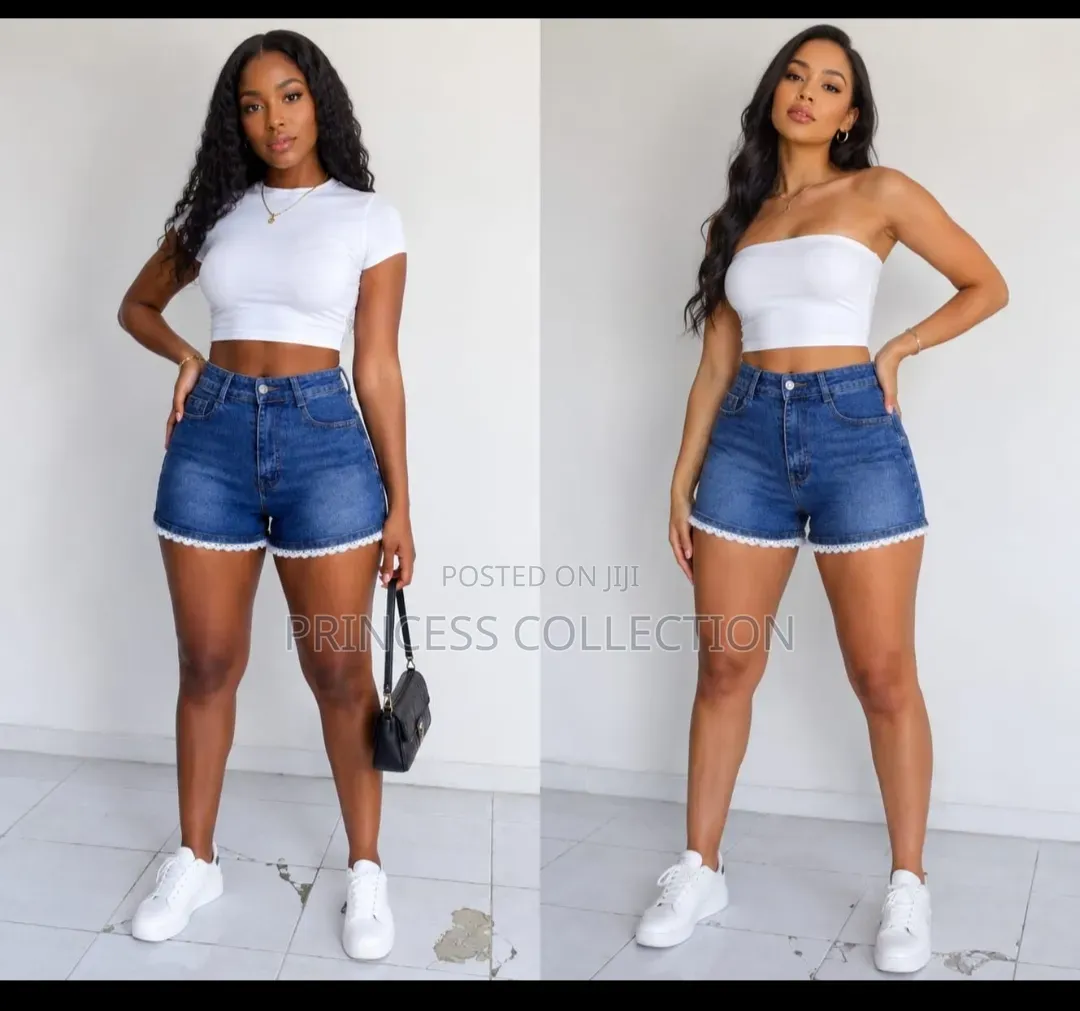 Women Denim Short, Top, Sneakers