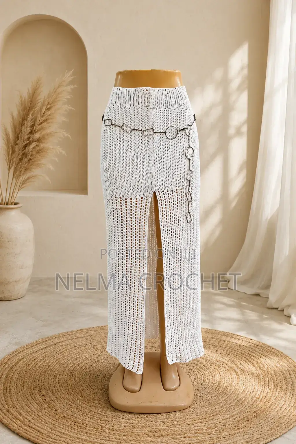 Ivory Elegance Crochet Maxi Skirt