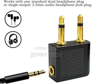 Airplane Flight Headphone Dual 3.5mm Male to 3.5mm Female Airplan