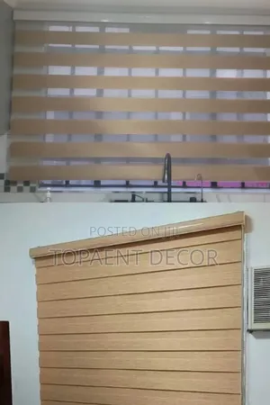 Beige Closed and Opened Horizontal Office Blinds
