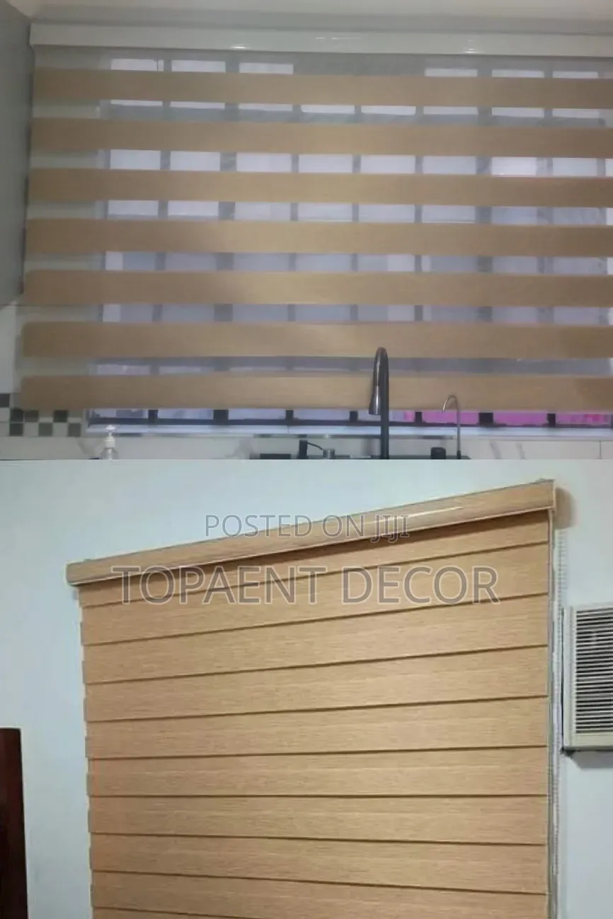 Beige Closed and Opened Horizontal Office Blinds