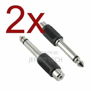 2pcs 6.35mm 1/4" Mono Male to Rca Female Connector Adaptor Plug Hi-Fi