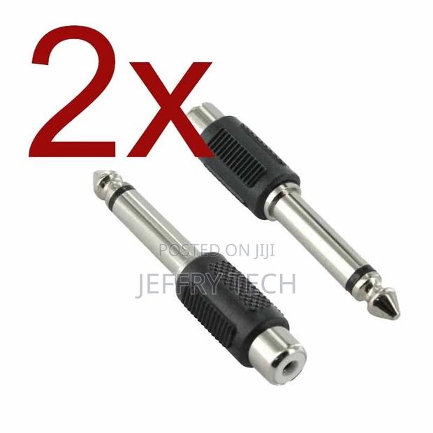 2pcs 6.35mm 1/4" Mono Male to Rca Female Connector Adaptor Plug Hi-Fi