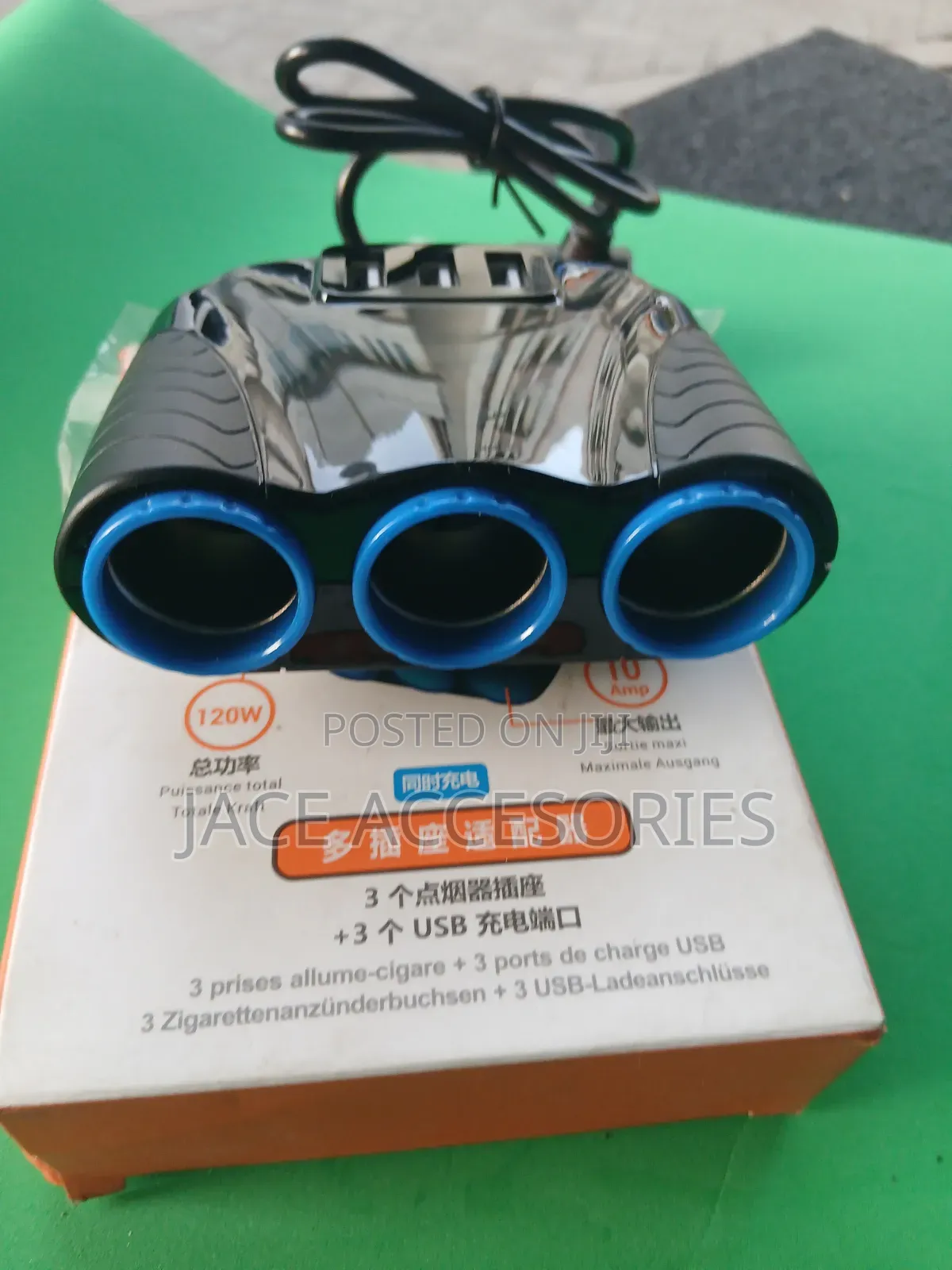 New 3 Way Car Splitter Adapter 3 Usb