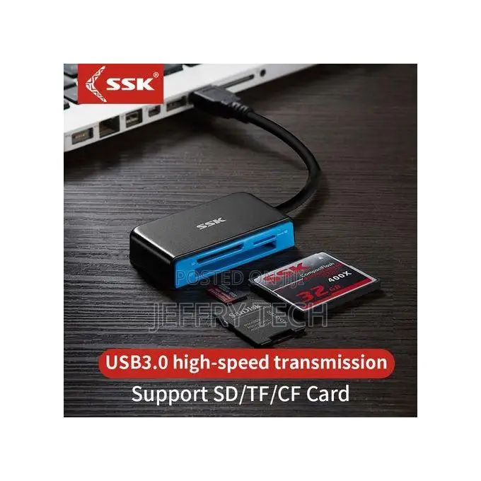 SSK Scrm330 Usb 3.0 Card Reader - Supports Sd/Cf/Micro Sd, 5gbps Trans