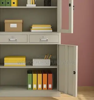 Office Cabinet; Document Storage Cabinet With Two Doors Glass Display