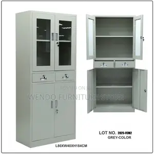 Office Cabinet; Document Storage Cabinet With Two Doors Glass Display