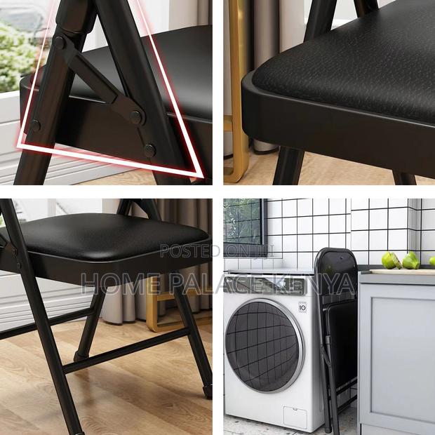 Foldable Chair; Metal Folding Chair With Soft Padded Seat - thumbnail 5