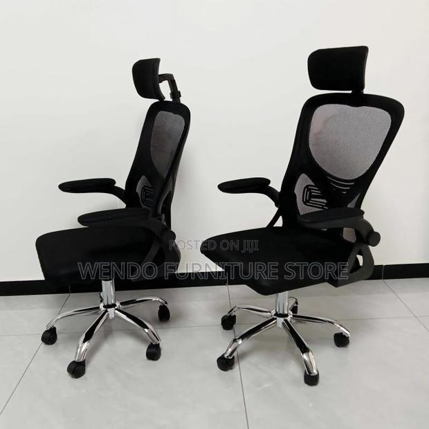 Office Chairs; Ergonomic High Back Office Chairs With Flip Up Armrests - thumbnail 4