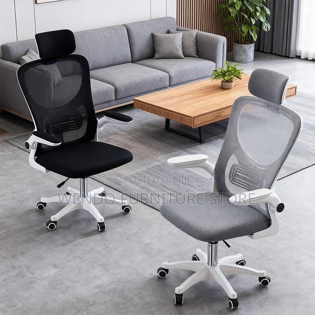 Office Chairs; Ergonomic High Back Office Chairs With Flip Up Armrests - thumbnail 8