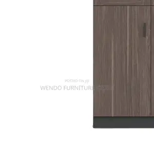 Office Cabinet; Wooden Brown Filing Cabinet With Two Glass Doors