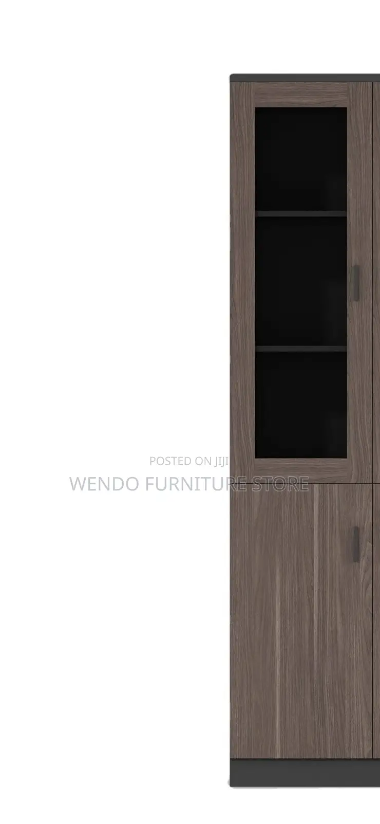 Office Cabinet; Wooden Brown Filing Cabinet With Two Glass Doors