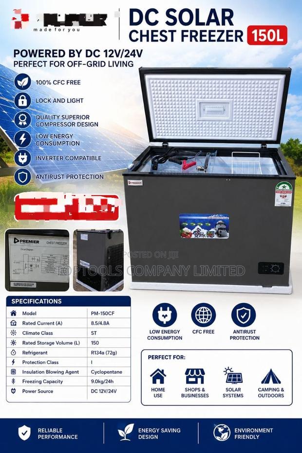 12v to 24volts Dc Solar Chest Freezer 150ltrs