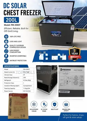 Dc Solar Chest Freezer 200ltrs 12v 24volts