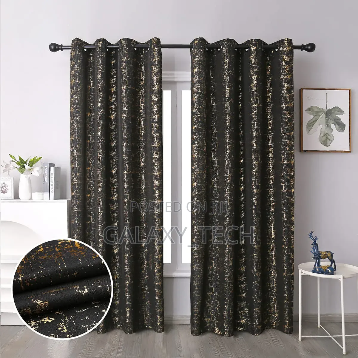 3 Pc Marble Velvet Curtains