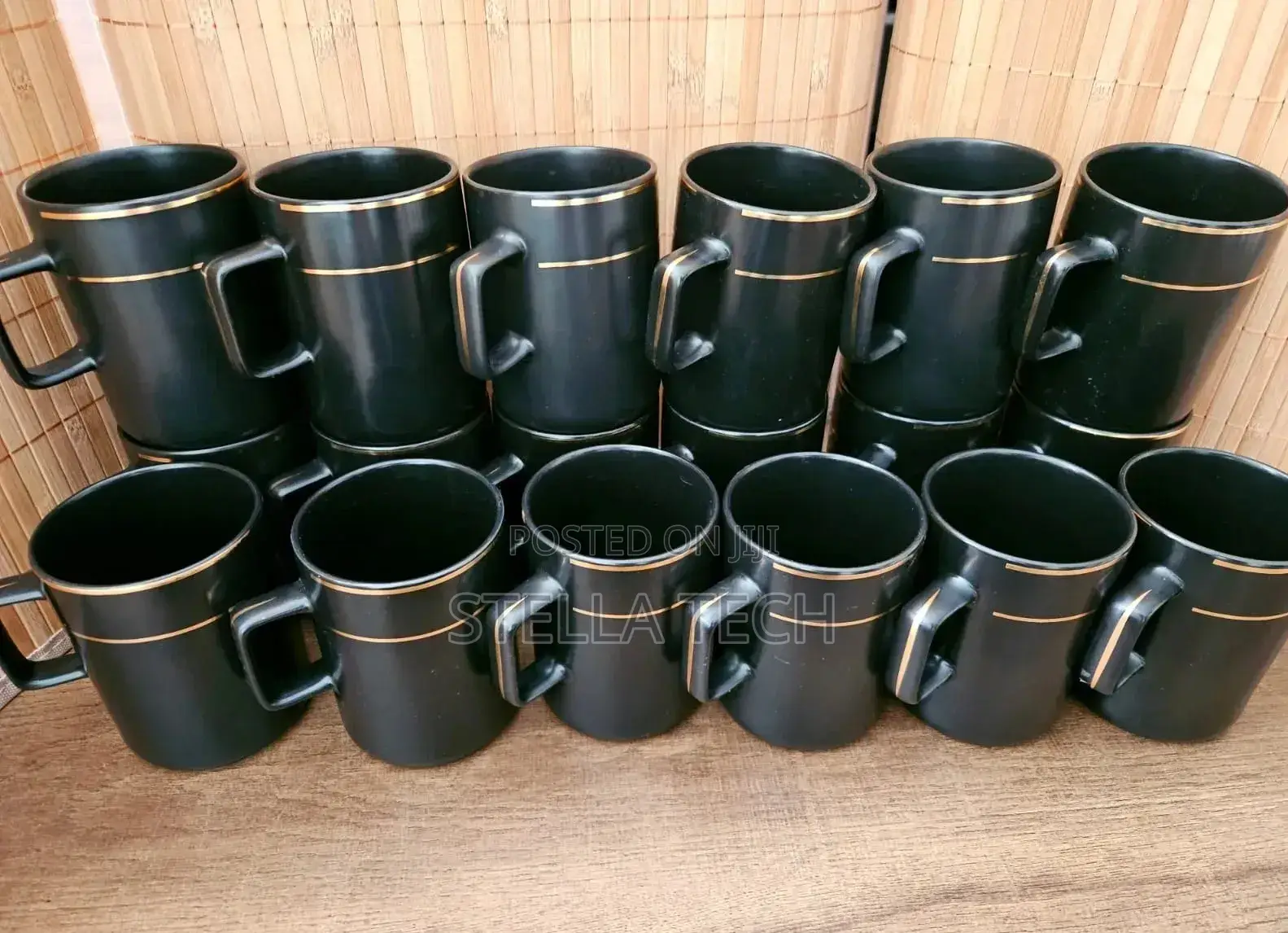 High Quality Black Ceramic Mug Gold Line