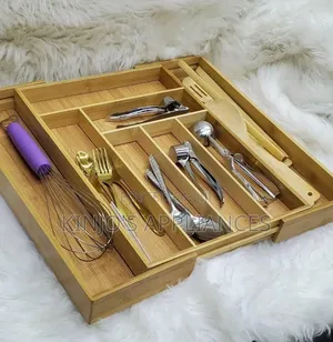 Big Bamboo Expandable Wooden Cutlery Drawer Organizer