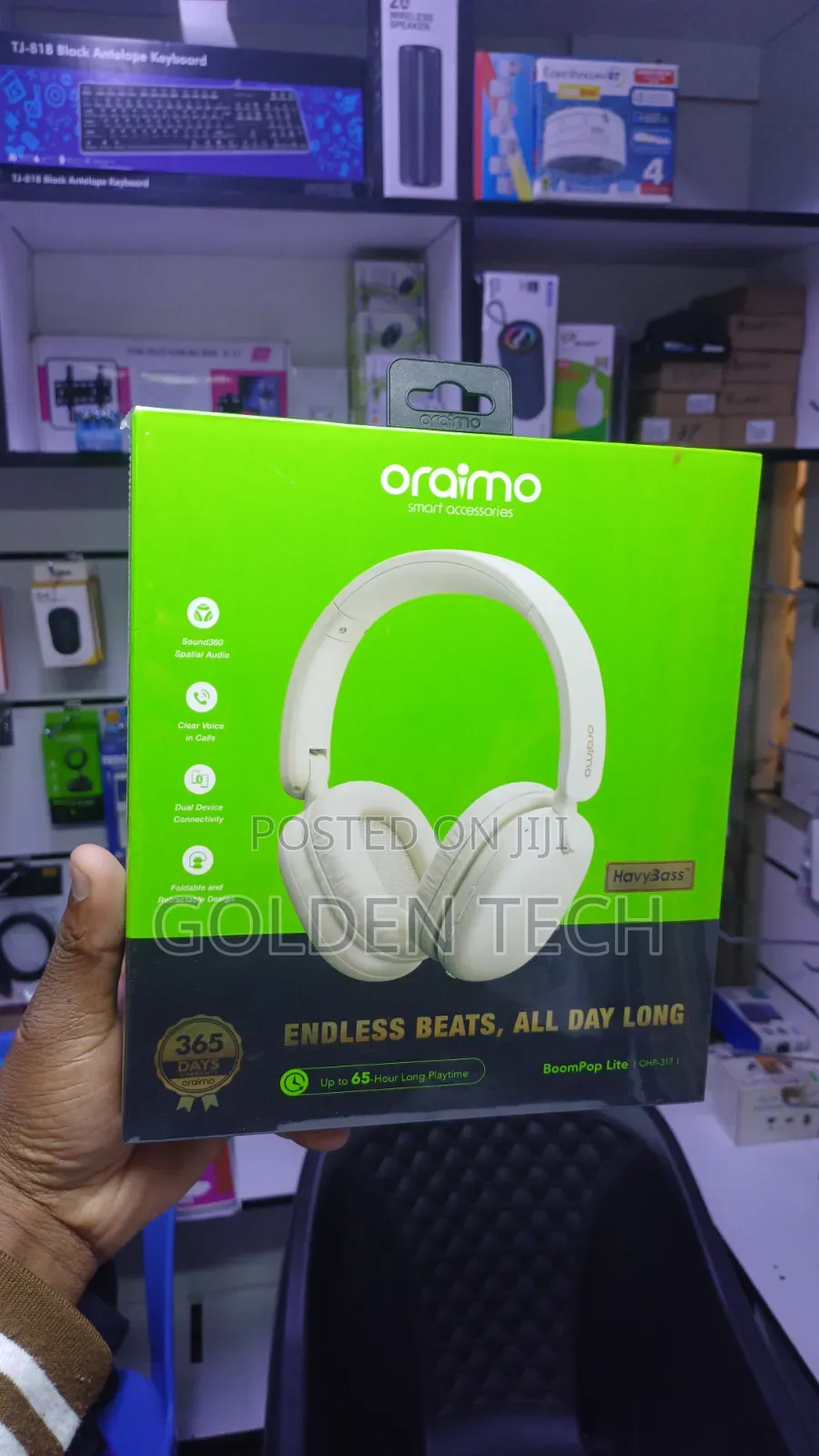 Oraimo Boompop Lite Enc 65-Hour Battery Bluetooth Headphones