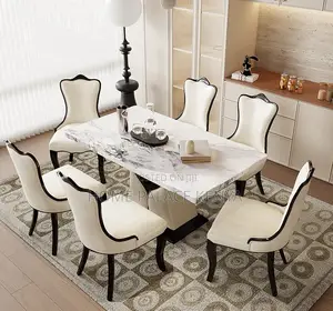 Home Dining: Luxury Marble Top Dining Room Set With 6 Chairs