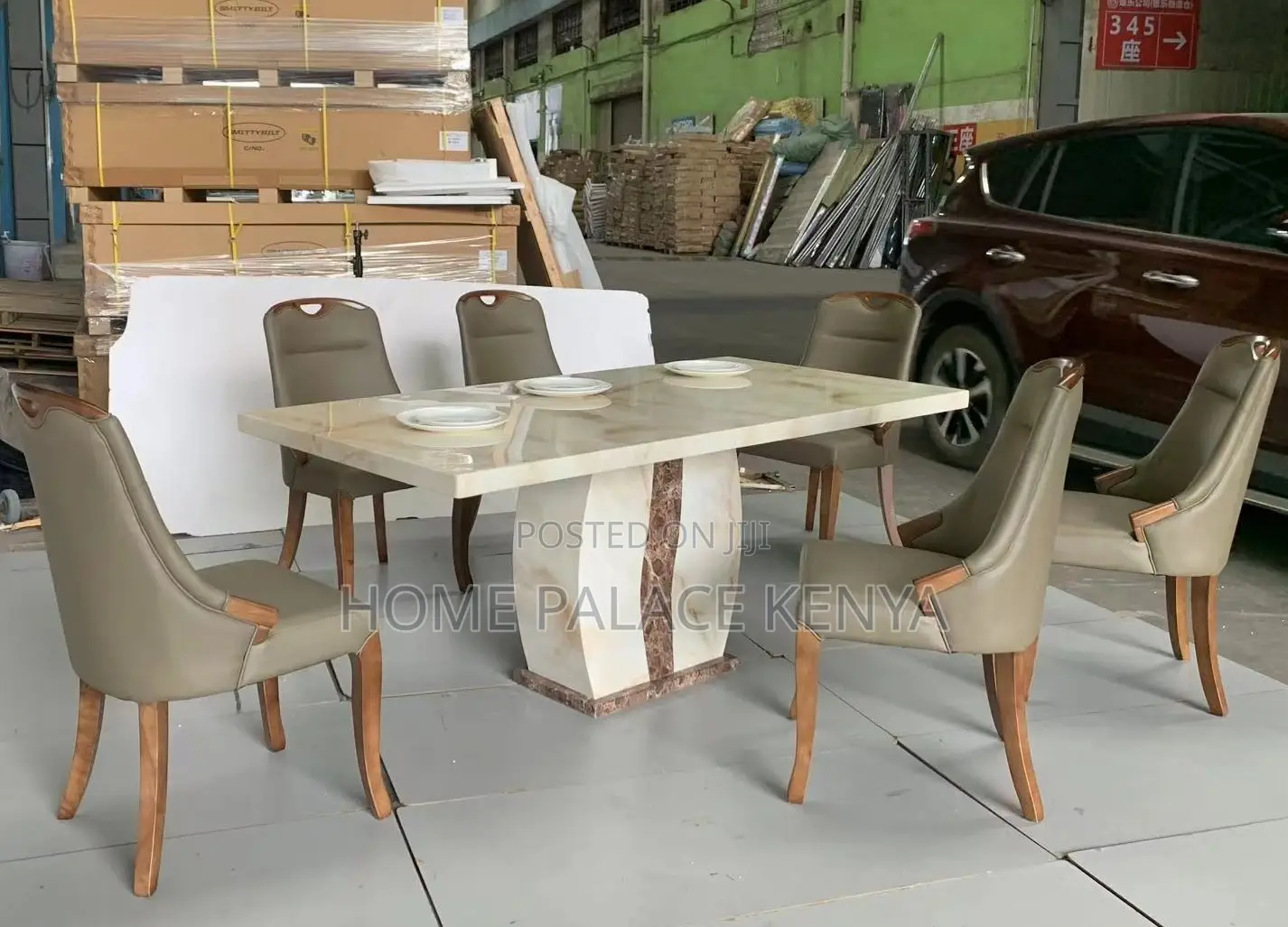 Home Dining: Luxury Marble Top Dining Room Set With 6 Chairs