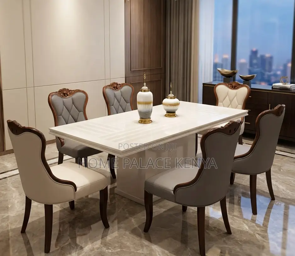 Home Dining: Luxury Marble Top Dining Room Set With 6 Chairs