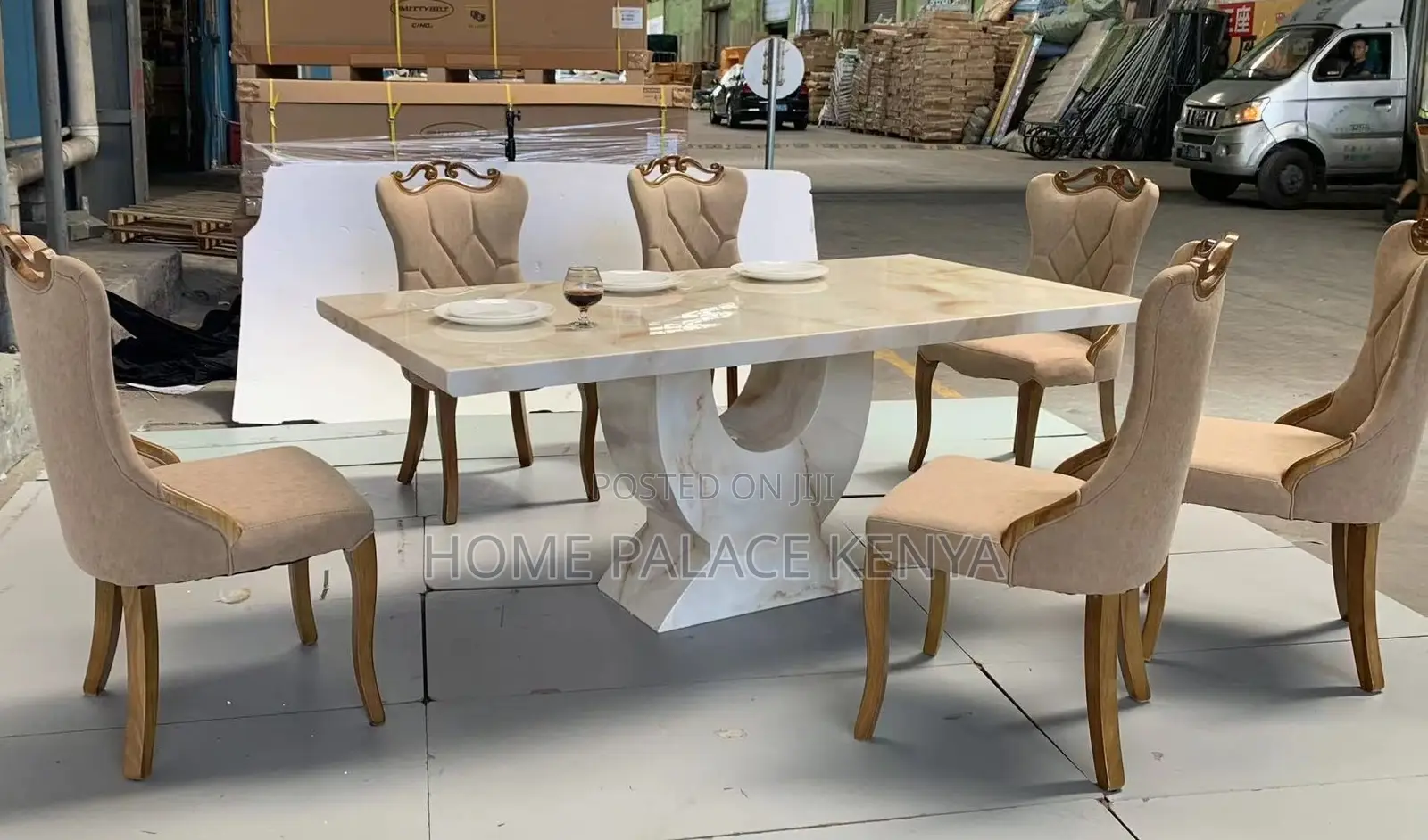 Home Dining: Luxury Marble Top Dining Room Set With 6 Chairs