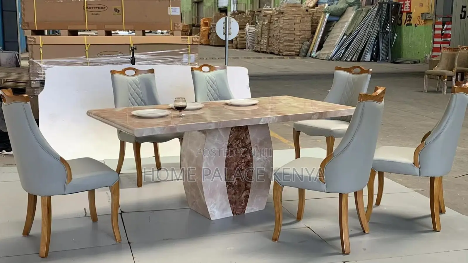 Home Dining: Luxury Marble Top Dining Room Set With 6 Chairs