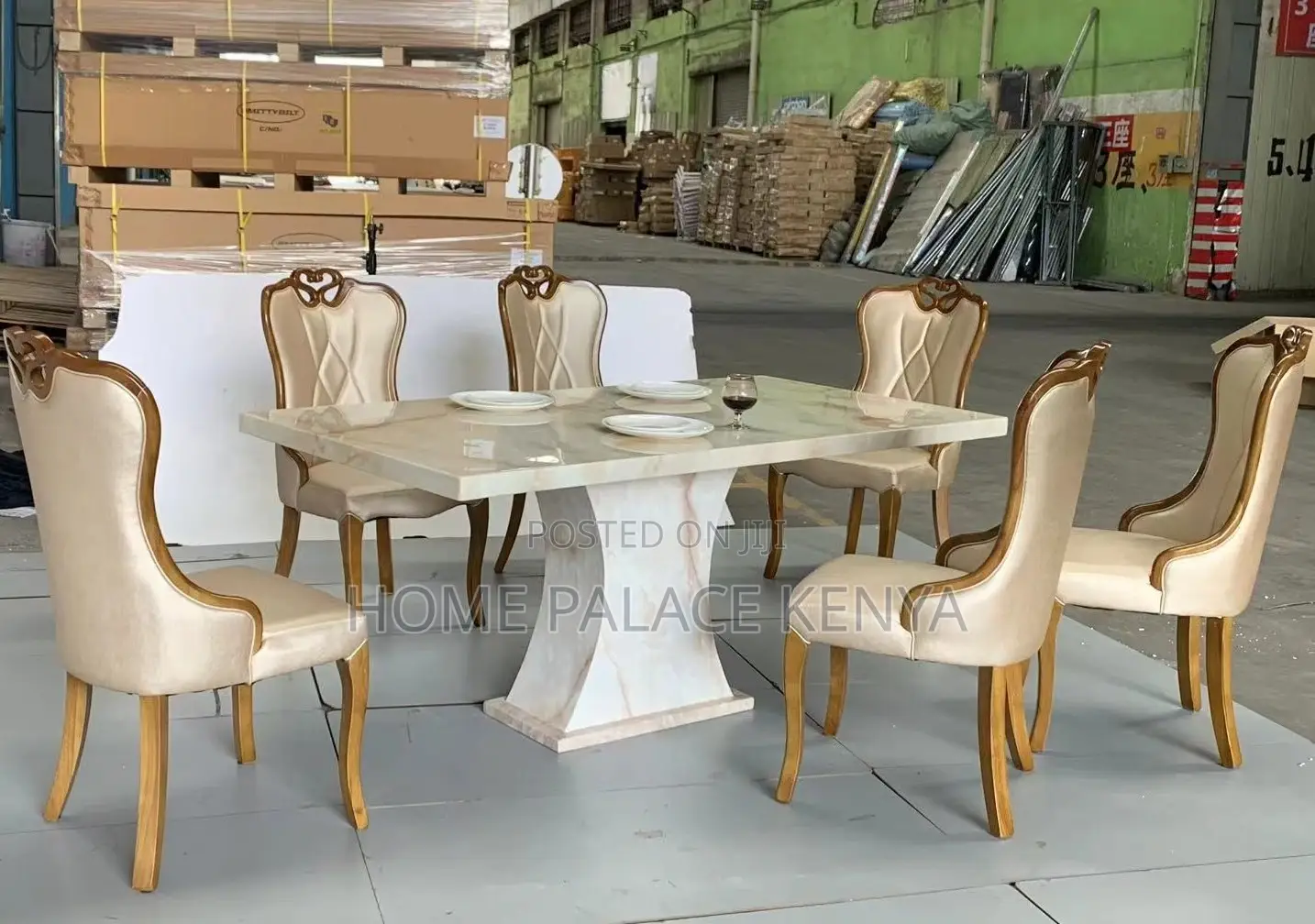 Home Dining: Luxury Marble Top Dining Room Set With 6 Chairs