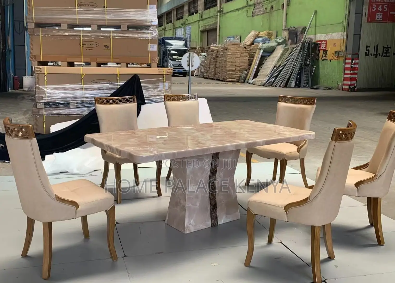 Home Dining: Luxury Marble Top Dining Room Set With 6 Chairs