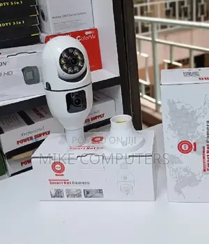 Dual Lens Indoor Security Bulb Camera With PTZ