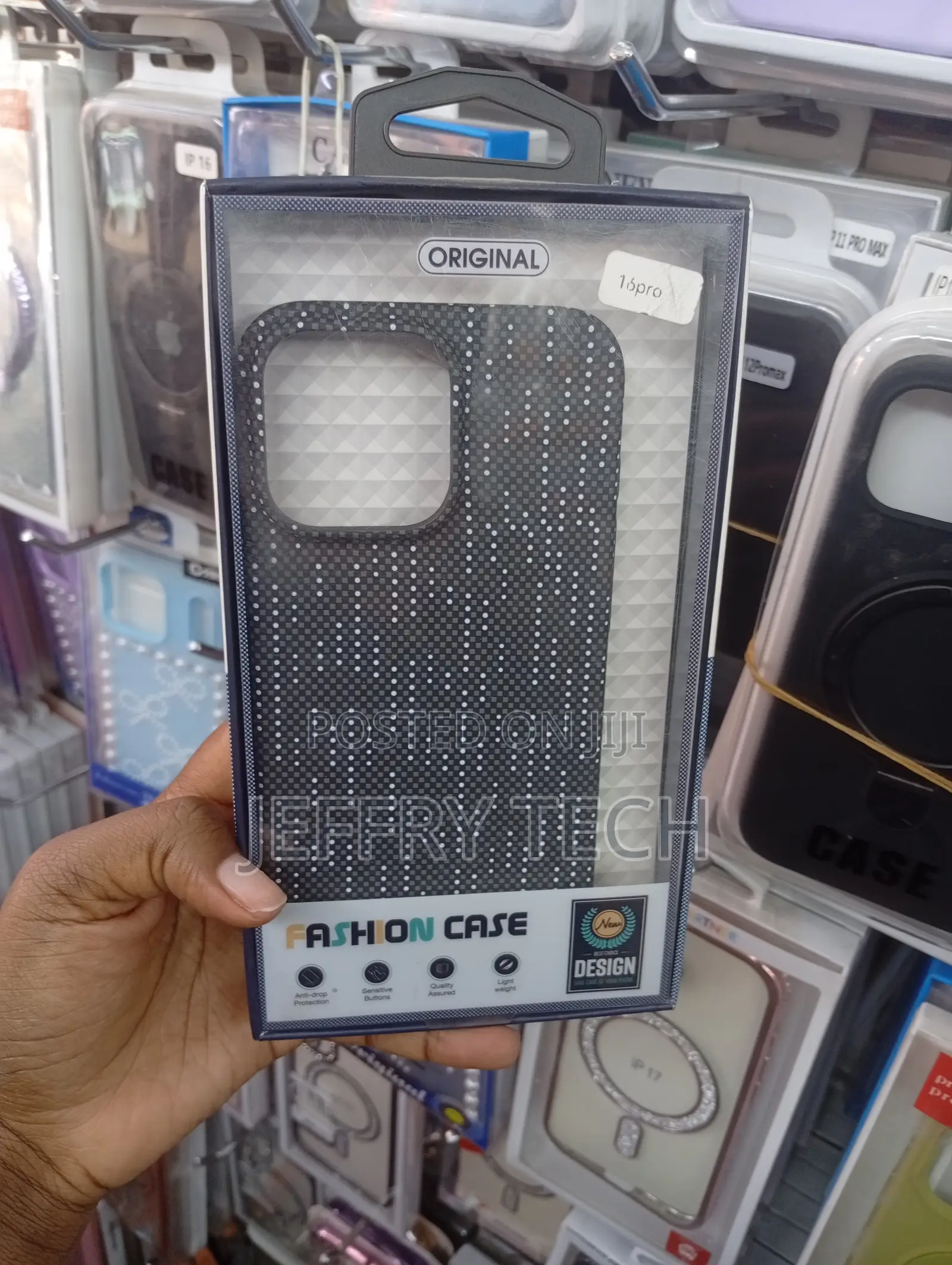 Fashion Case Carbon Fiber Phone Cover for an iPhone 15 Pro Max.
