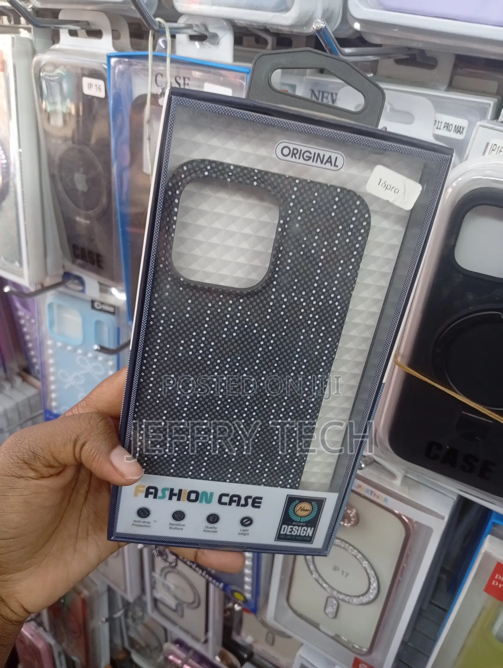 Fashion Case Carbon Fiber Phone Cover for an iPhone 15 Pro Max.