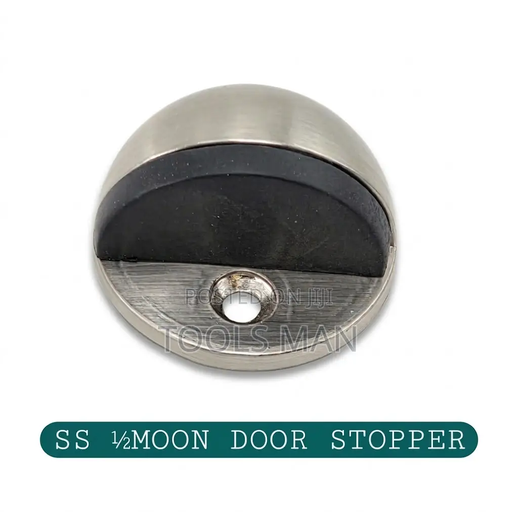 Stainless Steel Half Moon Floor Door Stopper - Heavy Duty Silver