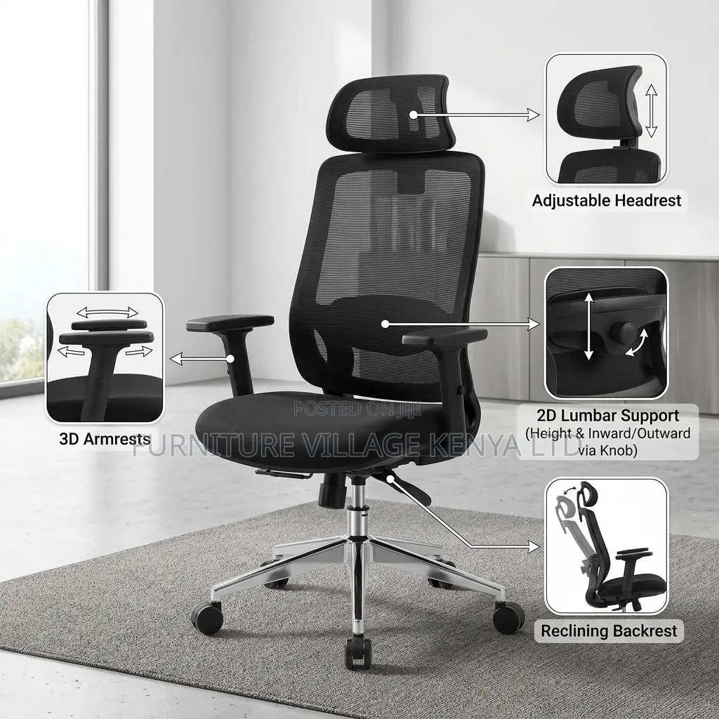 Adjustable Ergonomic Black Staff Room Chair