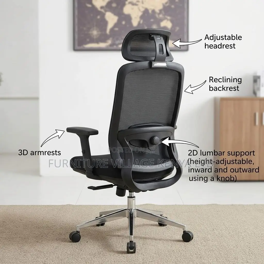 Adjustable Ergonomic Black Staff Room Chair