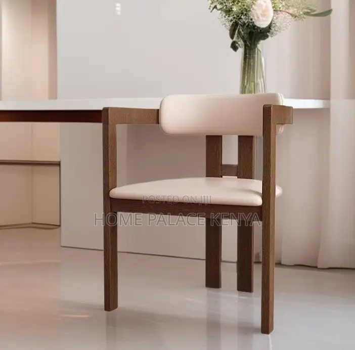 Dining Chair: Solid Wood Dining Chair With Armrest and Fabric Cushion