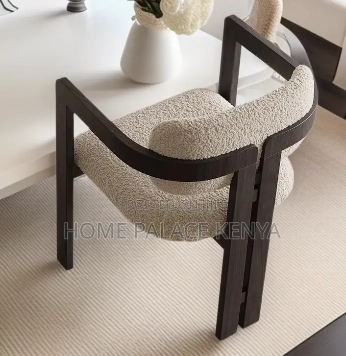 Dining Chair: Solid Wood Dining Chair With Armrest and Fabric Cushion