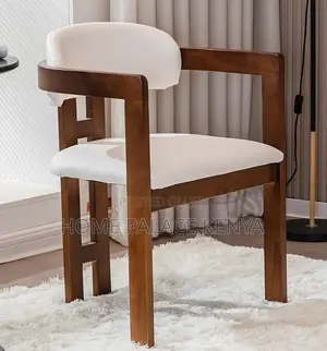 Dining Chair: Solid Wood Dining Chair With Armrest and Fabric Cushion
