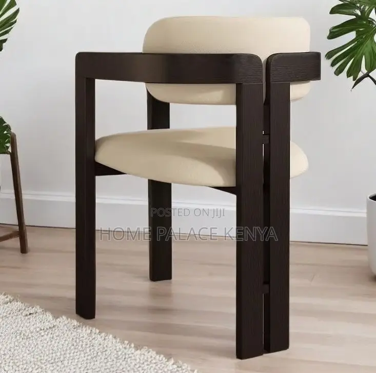 Dining Chair: Solid Wood Dining Chair With Armrest and Fabric Cushion