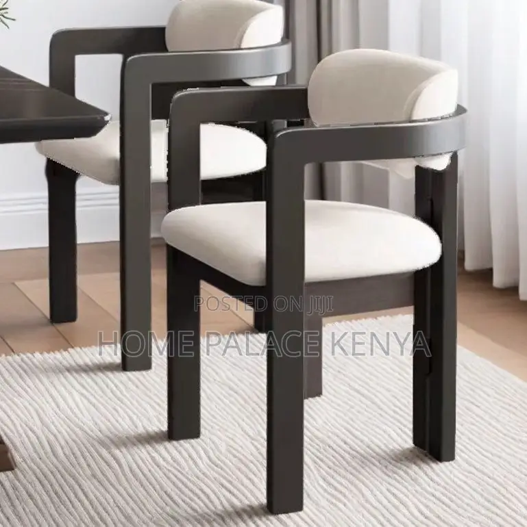Dining Chair: Solid Wood Dining Chair With Armrest and Fabric Cushion