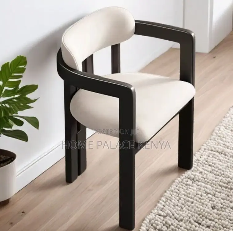 Dining Chair: Solid Wood Dining Chair With Armrest and Fabric Cushion