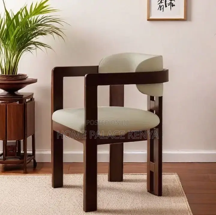 Dining Chair: Solid Wood Dining Chair With Armrest and Fabric Cushion