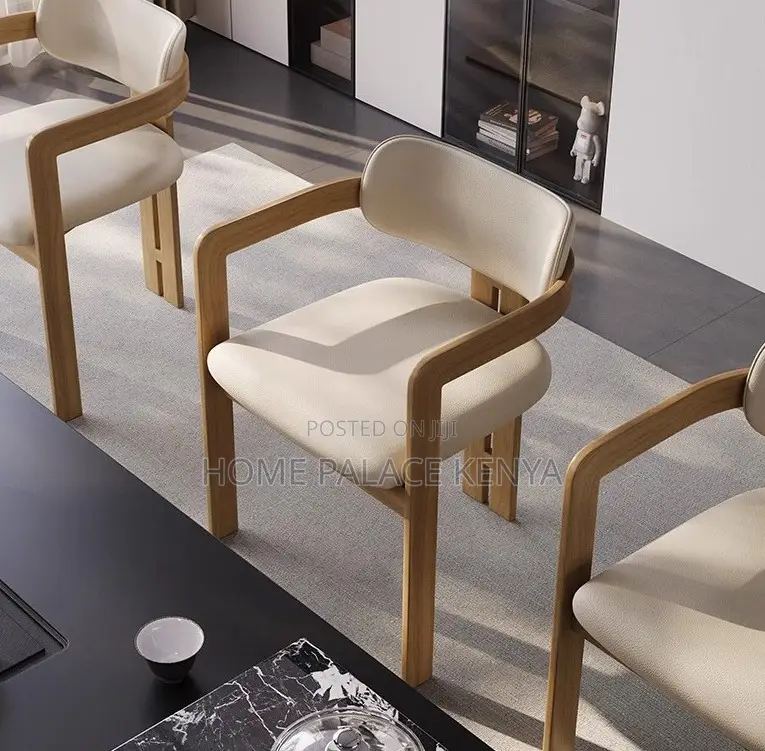 Dining Chair: Solid Wood Dining Chair With Armrest and Fabric Cushion