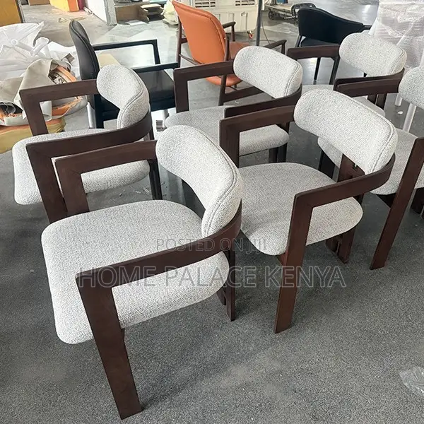 Dining Chair: Solid Wood Dining Chair With Armrest and Fabric Cushion