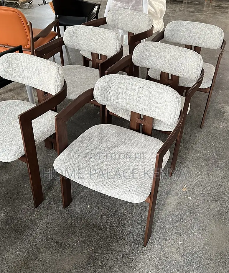 Dining Chair: Solid Wood Dining Chair With Armrest and Fabric Cushion