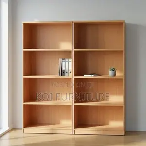 Bookshelf :4-Tier Wooden Office Bookshelf With Light Oak Veneer Finish